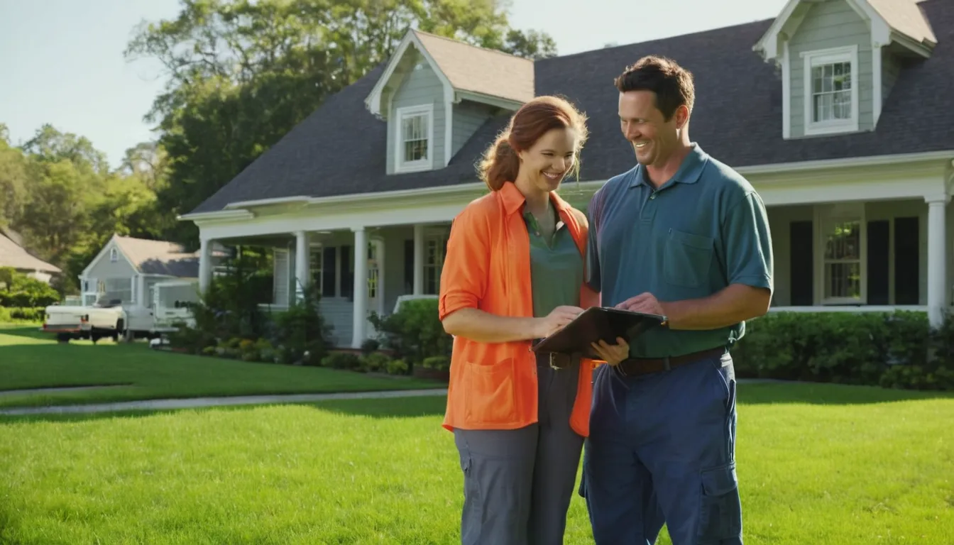 A friendly provider talking with a homeowner beside a yard in Manassas